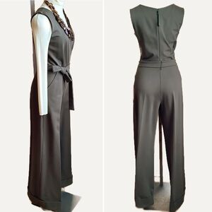 DEAN RENWICK Olive Rayon Ponte Jumpsuit Size M